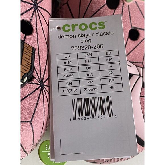 Crocs‎ Demon Slayer Nezuko Pink Anime Classic Clog 209320-206 Men’s Sz 14 NEW main image 6